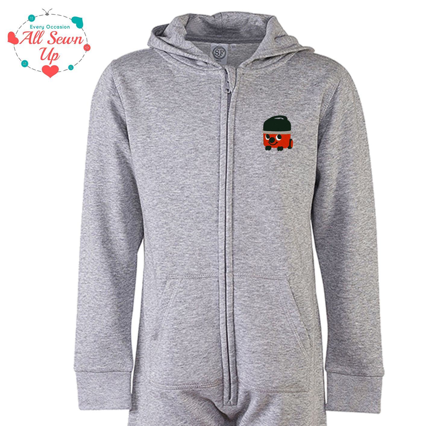 Children's All-in-One/Onesie Embroidered with Cheeky hoover design