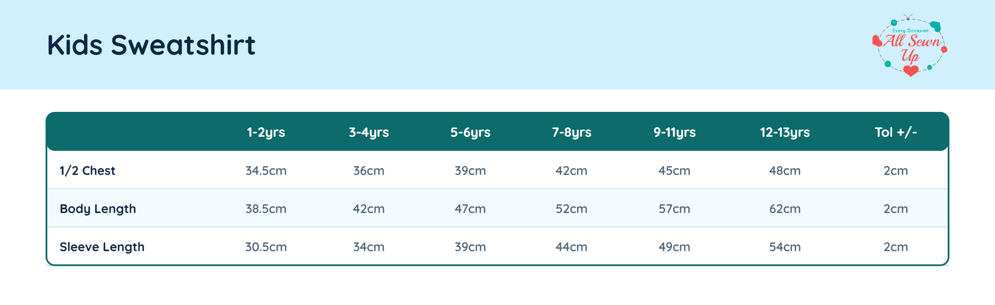 Size guide 1