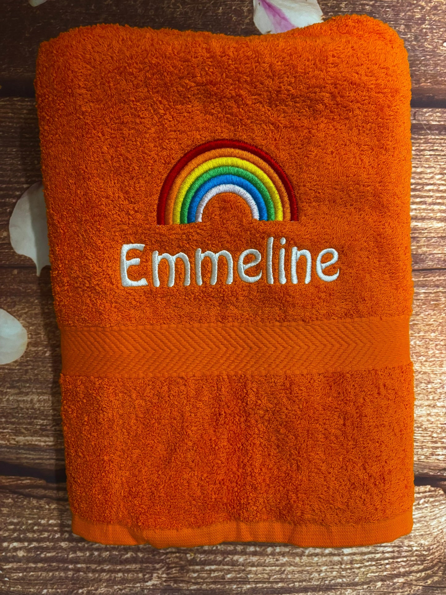 Embroidered personalised swimming or sports towel. Ideal gift // Rainbow