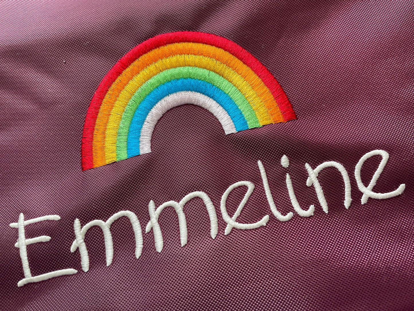Embroidered Bookbag with strap - rainbow