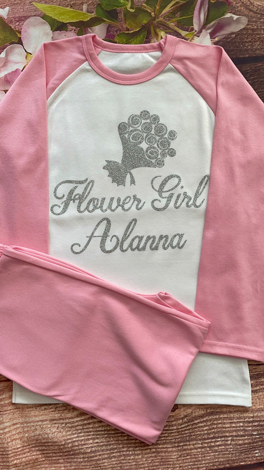 Personalised Flower Girl Gift Printed 100% Cotton Pyjamas - Flowergirl Gift