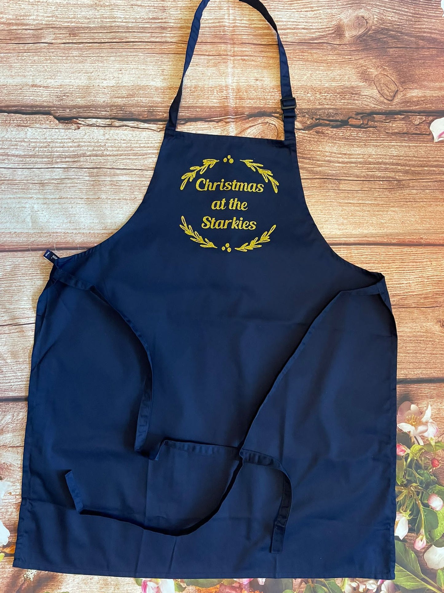 Christmas Printed apron, personalised with family name. High quality