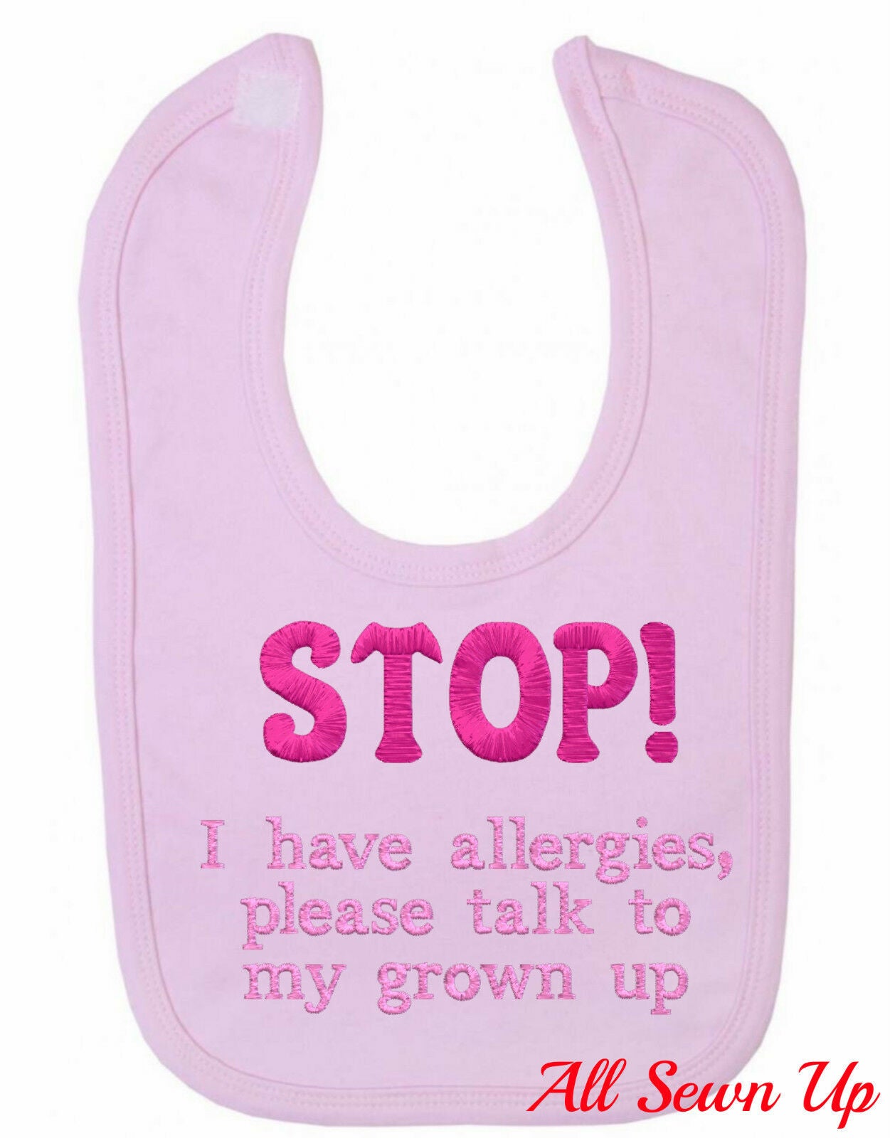 Embroidered Allergy Bib: "STOP!"