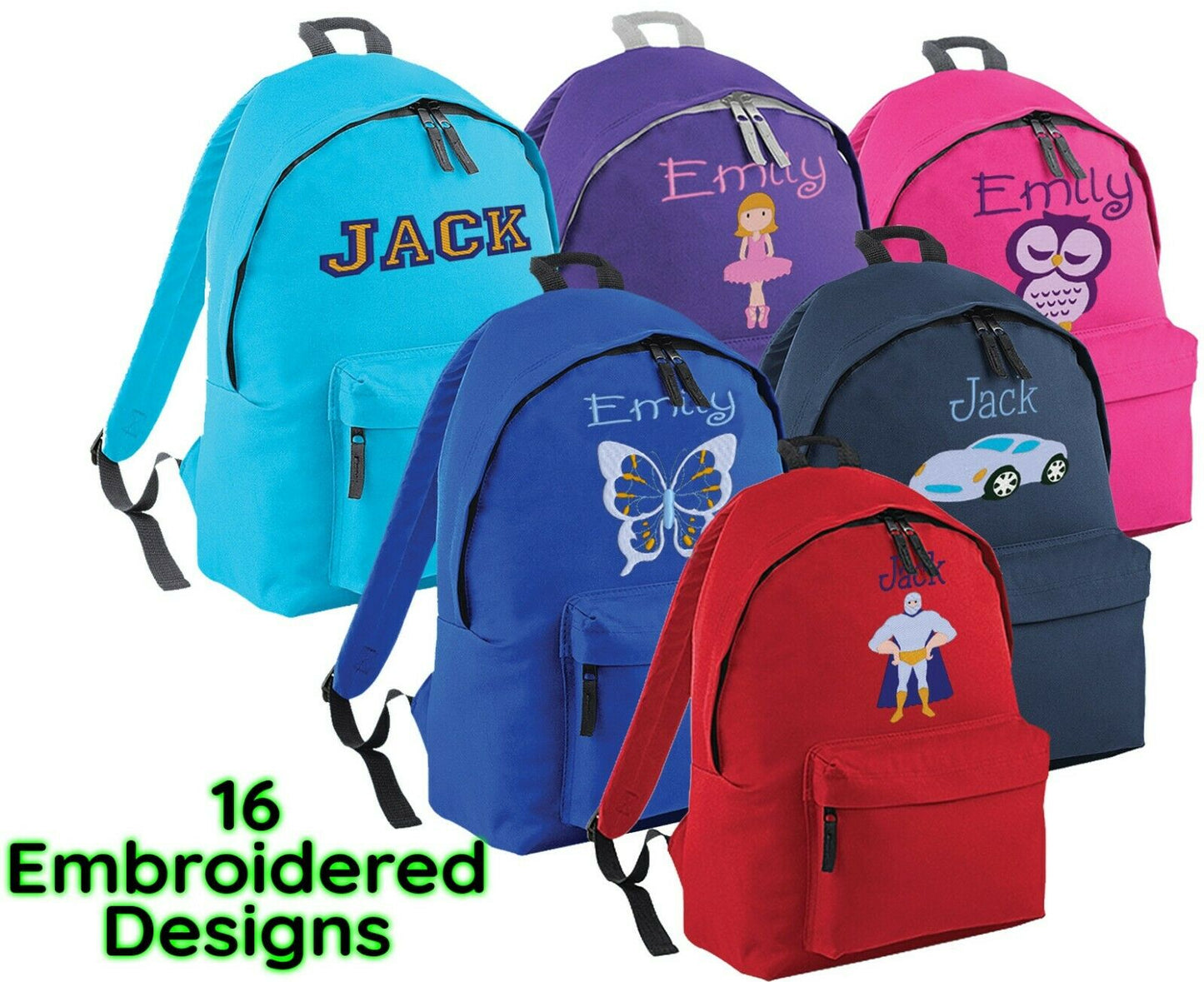 Personalised School Bag ,Embroidered Junior Rucksack, Backpack,  Schoolbag