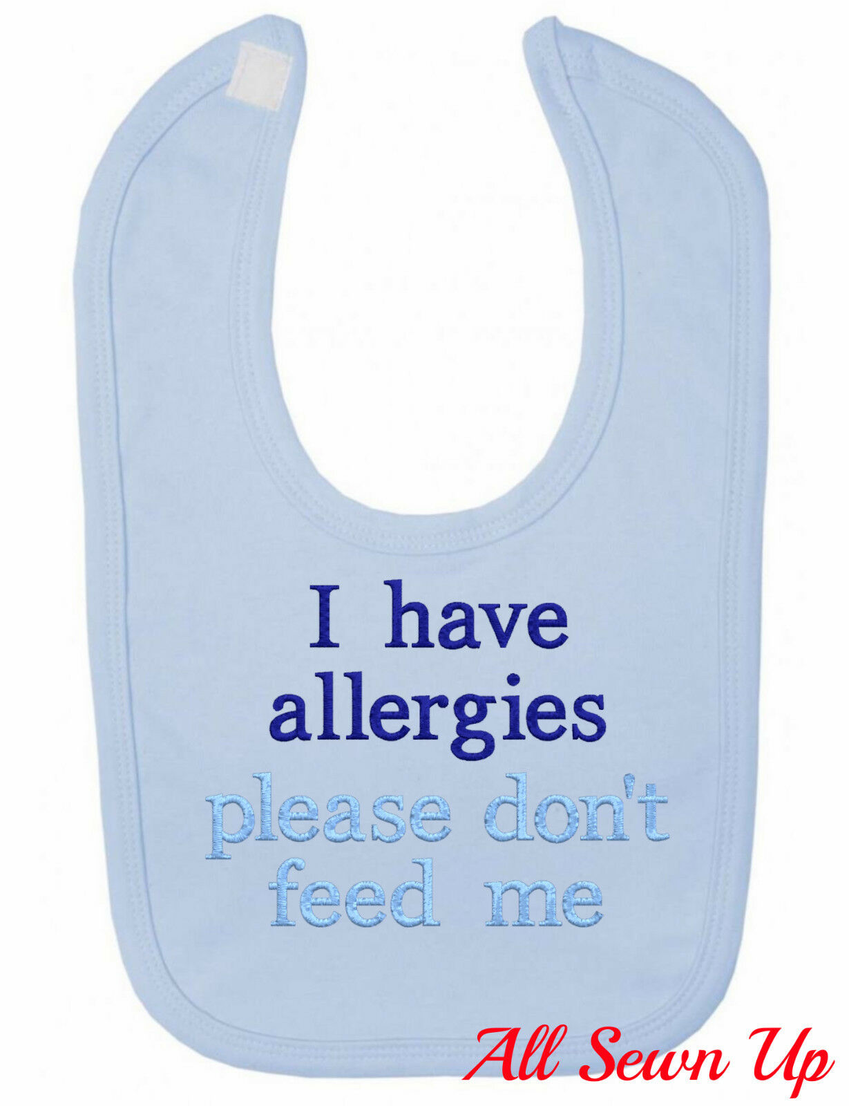 Personalised / Embroidered Allergy Bib: "I have allergies"