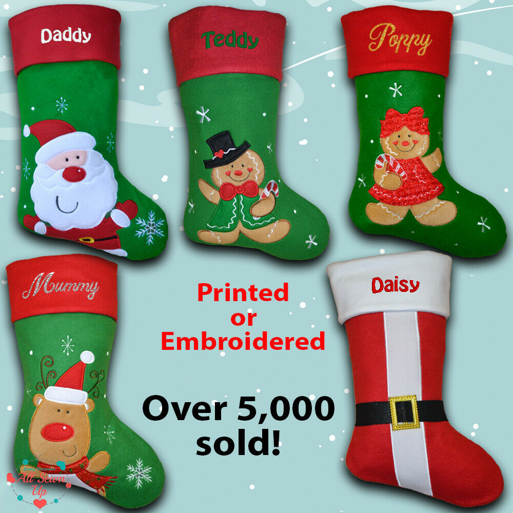 Luxury Personalised Christmas Stocking -  Embroidered or Printed - Xmas Sock