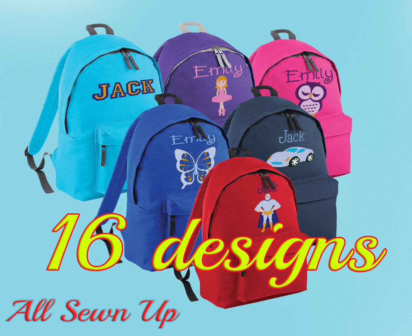 Personalised School Bag ,Embroidered Junior Rucksack, Backpack,  Schoolbag