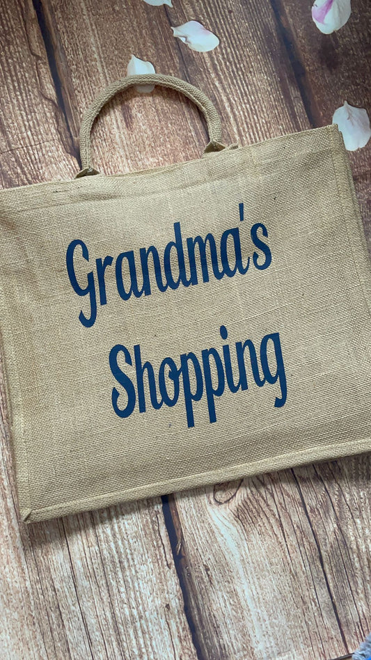 Personalised shopping bag - Ideal Mothers Day Gift - Large hessian / jute personalised tote bag. Mummy, Nanny, Granny, Mom