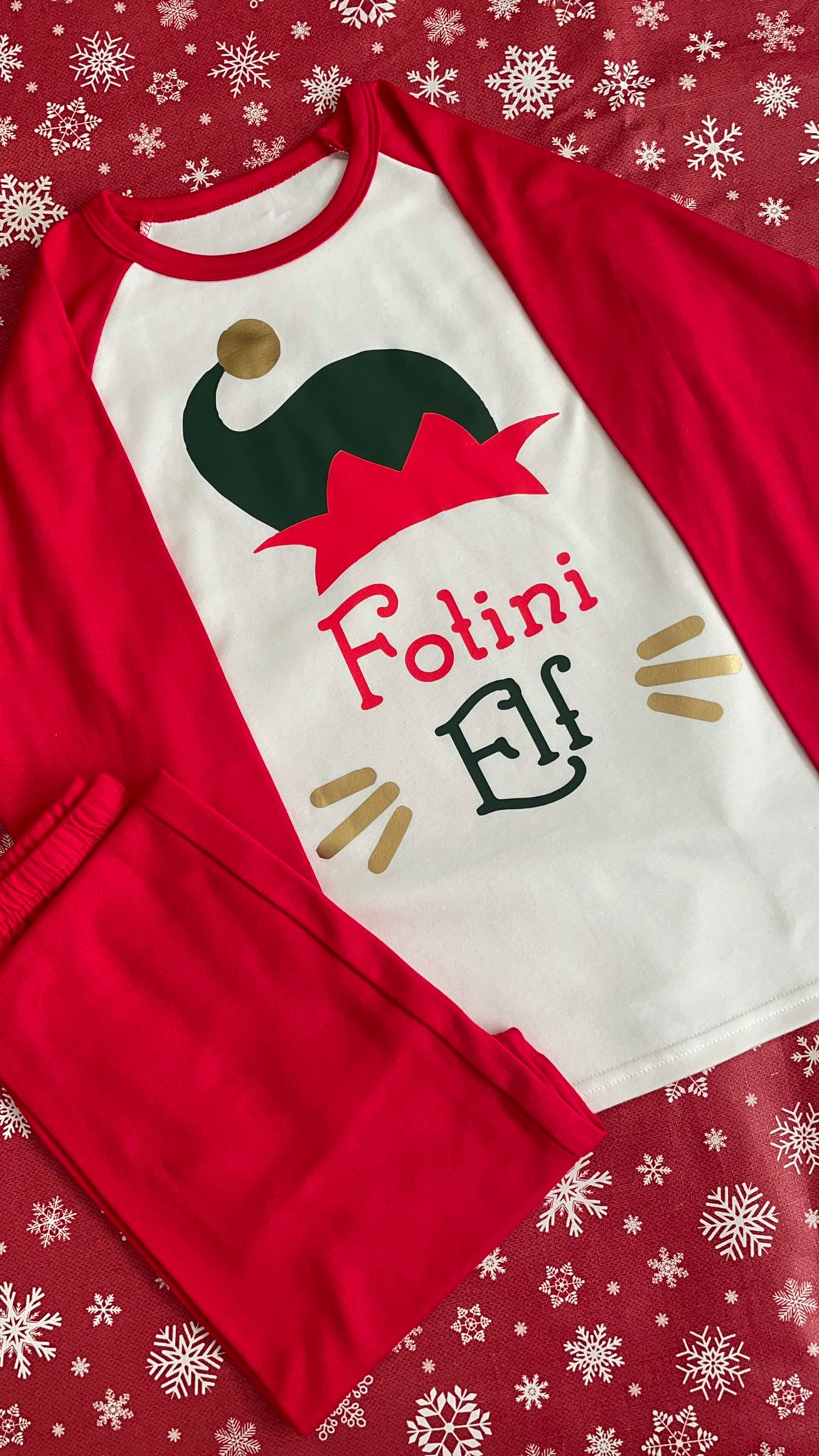 Elf Christmas pyjamas personalised with name. Matching, Gift, keepsake, high quality, soft, PJ's