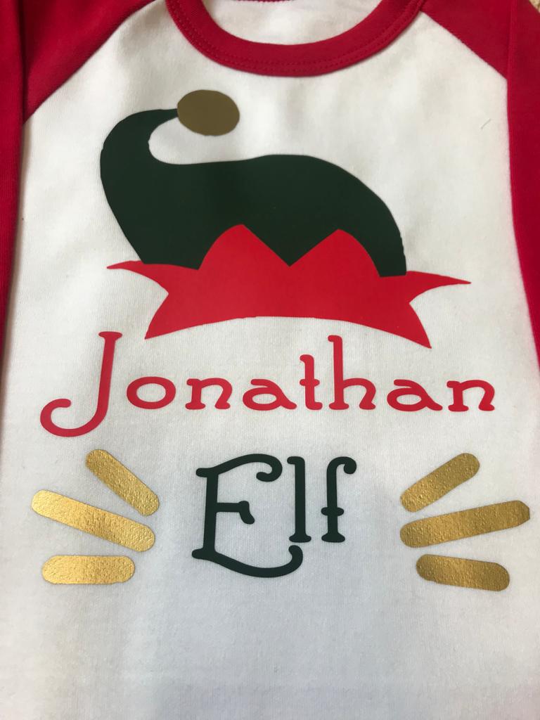 Elf Christmas pyjamas personalised with name. Matching, Gift, keepsake, high quality, soft, PJ's