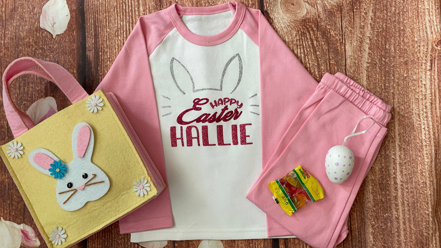 Personalised Easter Printed 100% Cotton Pyjamas,  keepsake PJ's | Bunny ears