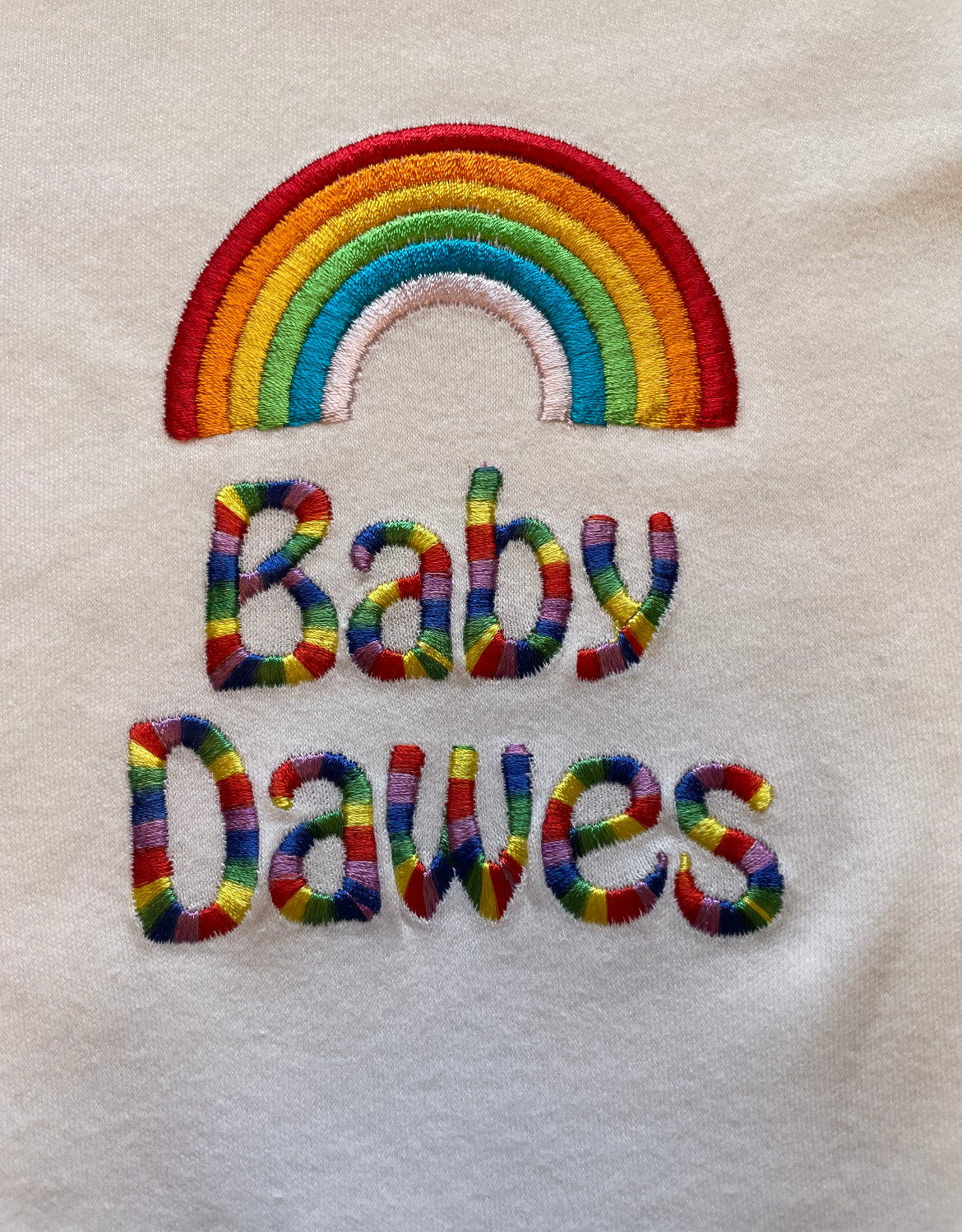 Rainbow baby onesie, embroidered & personalised with name. Choice of colours. Gift, keepsake