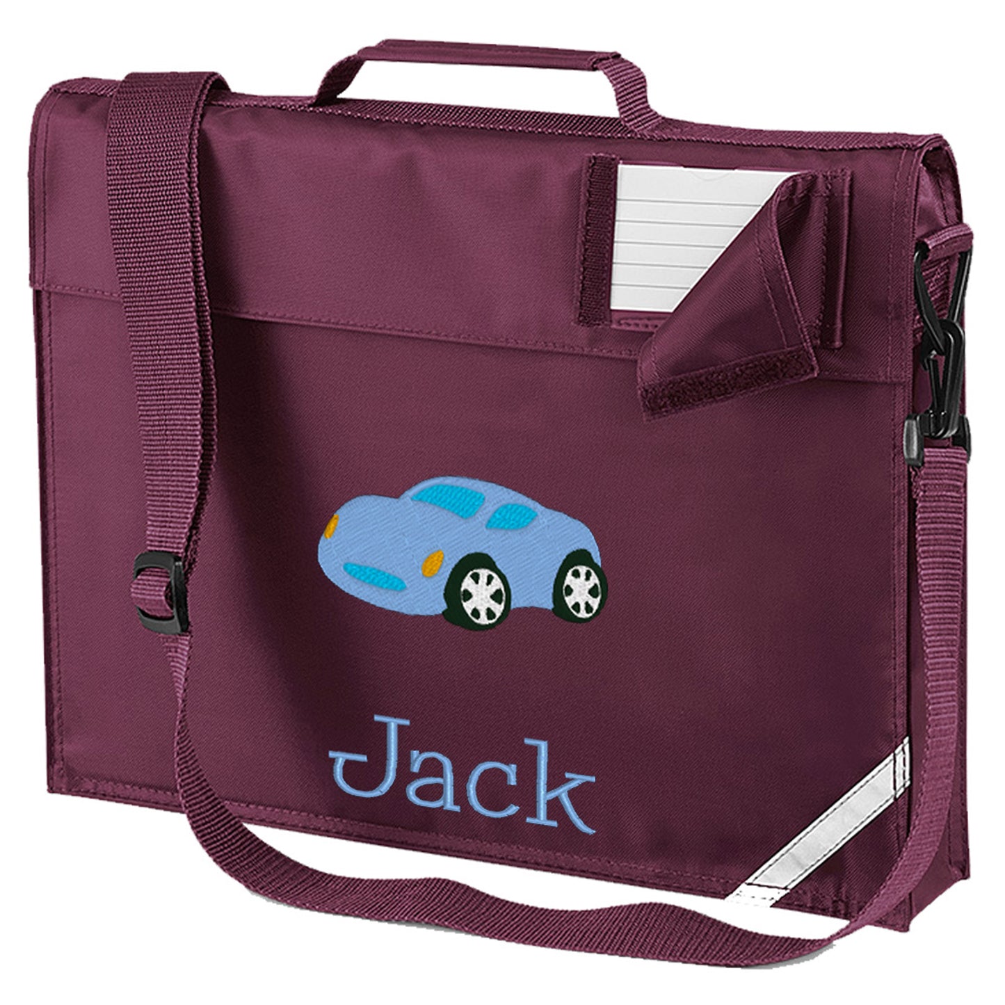 Embroidered Bookbag with strap- Car