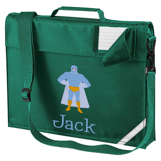 Embroidered Bookbag with strap- Superhero (Standing)
