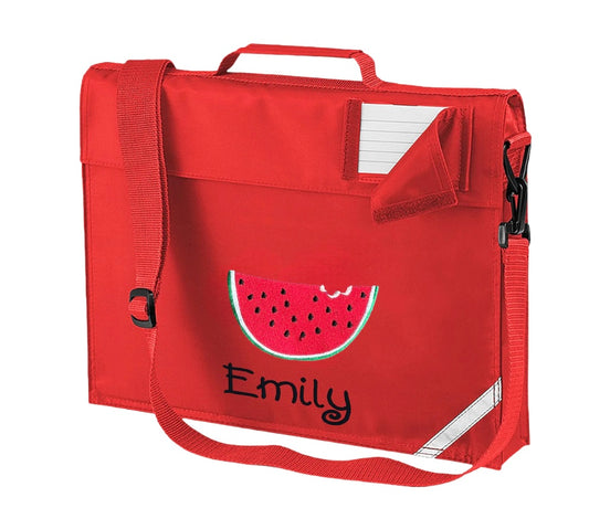 Embroidered Bookbag with strap - Watermelon