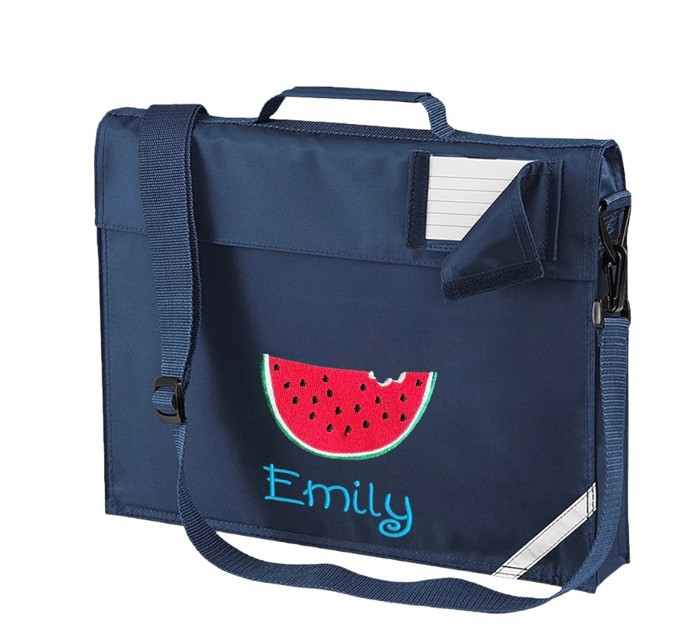 Embroidered Bookbag with strap - Watermelon