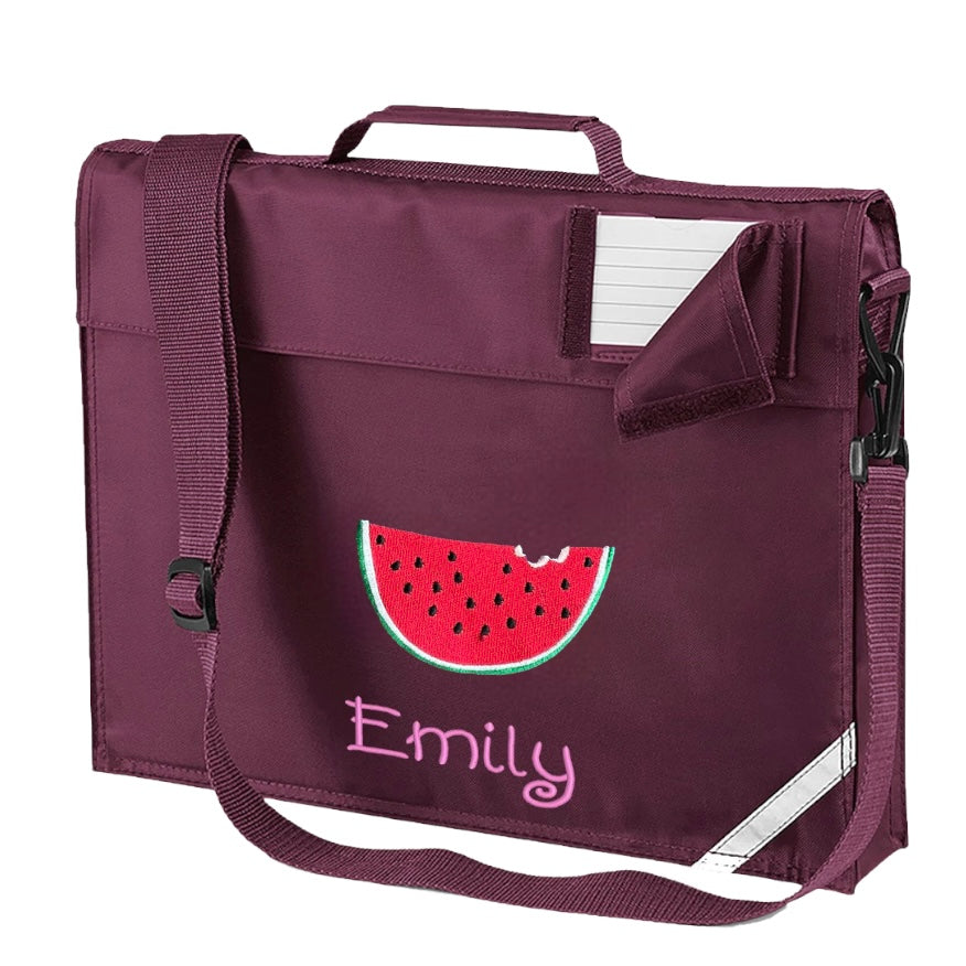 Embroidered Bookbag with strap - Watermelon