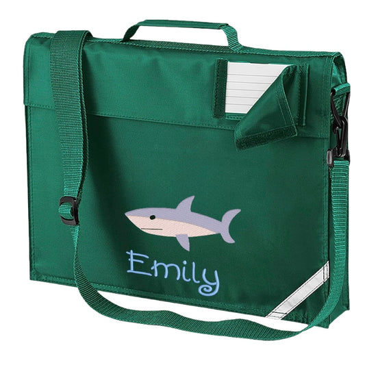 Embroidered Bookbag with strap - shark