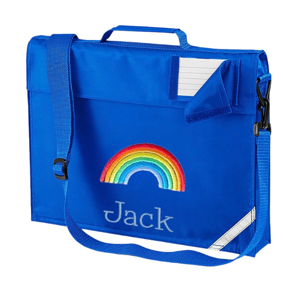 Embroidered Bookbag with strap - rainbow