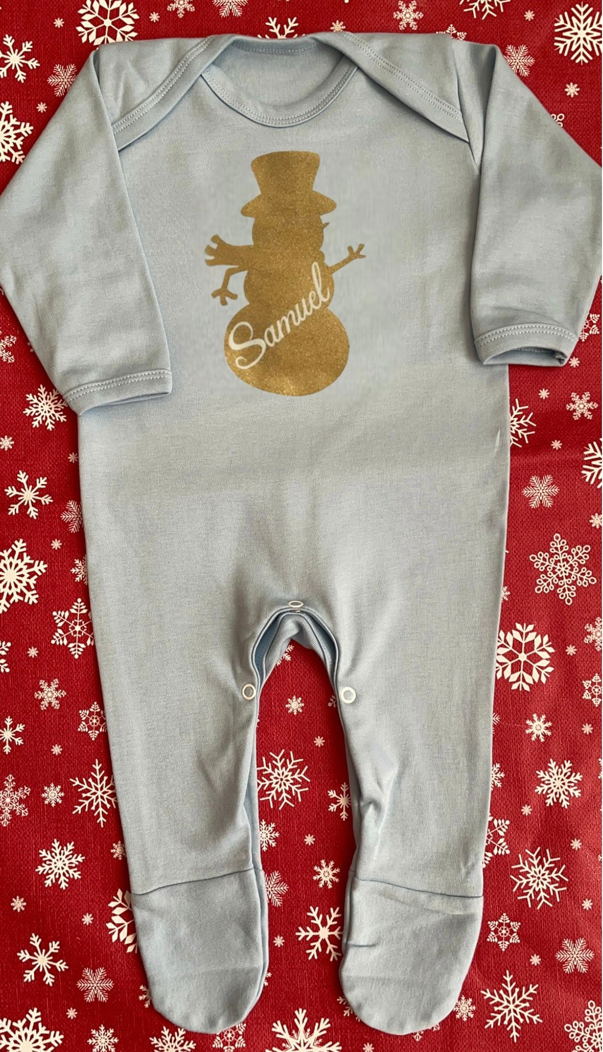 Personalised Christmas Pyjamas - 100% cotton xmas gift. Christmas eve - Snowman