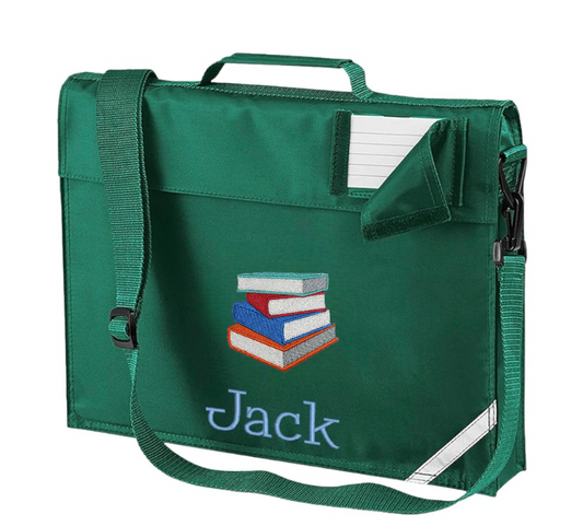 Embroidered Bookbag with strap - books