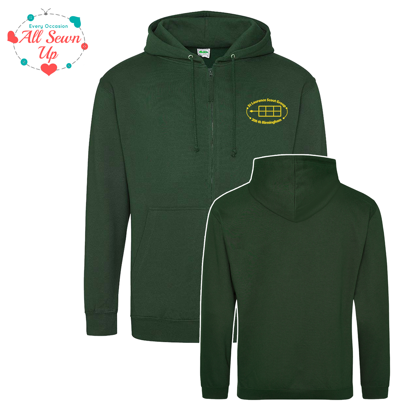 St Laurence Scouts - Bottle Green Zipped Hoodie (Adult)
