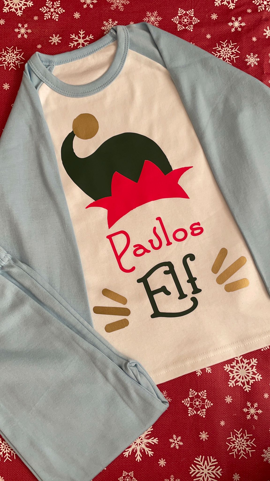 Elf Christmas pyjamas personalised with name. Matching, Gift, keepsake, high quality, soft, PJ's