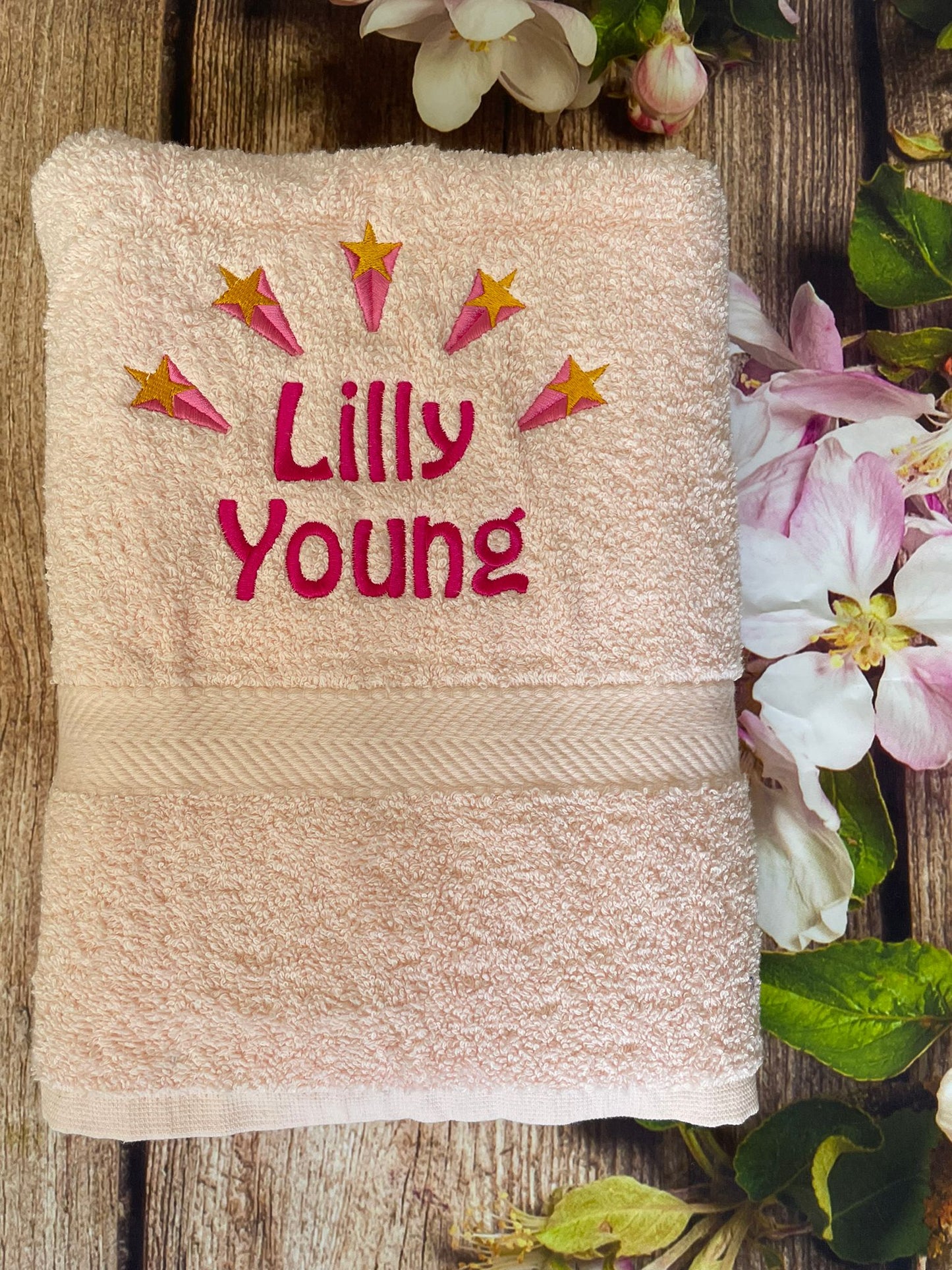 Embroidered Personalised Swimming or Sports Towel.  Ideal kids gift // Shooting Stars