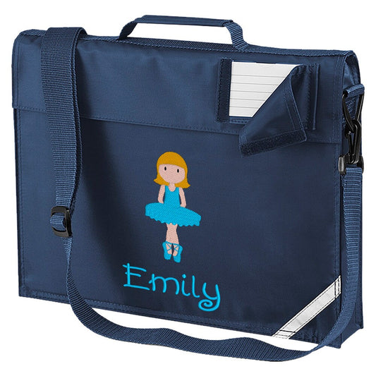 Dancer Personalised Book Bag ,Embroidered Junior Bookbag with strap