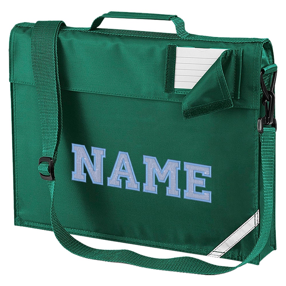 Elaborate Text Personalised Book Bag ,Embroidered Junior Bookbag with strap