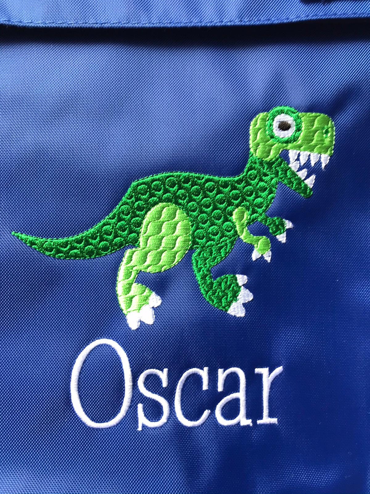 Dinosaur Personalised Book Bag ,Embroidered Junior Bookbag with strap
