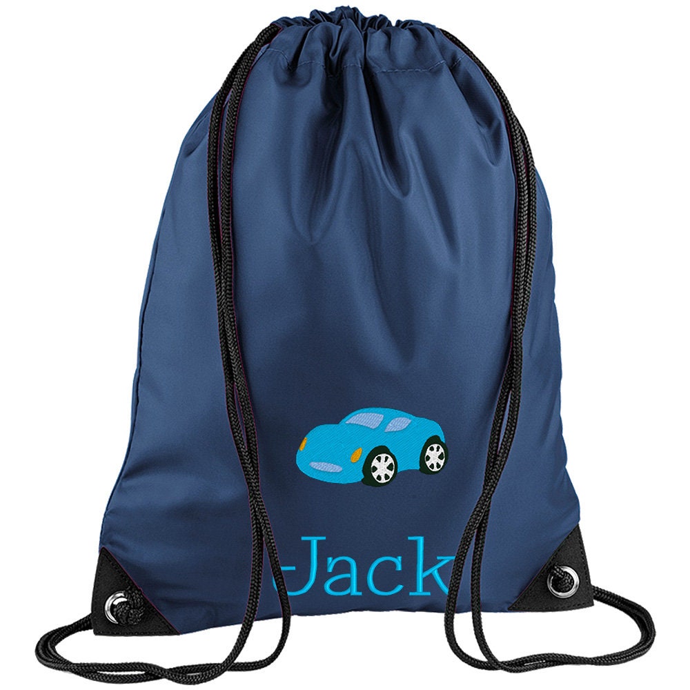 Embroidered Car Personalised PE Bag, Kit Bag Drawstring Bag