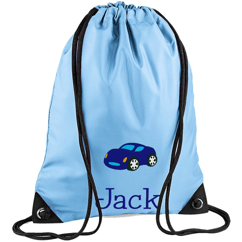 Embroidered Car Personalised PE Bag, Kit Bag Drawstring Bag