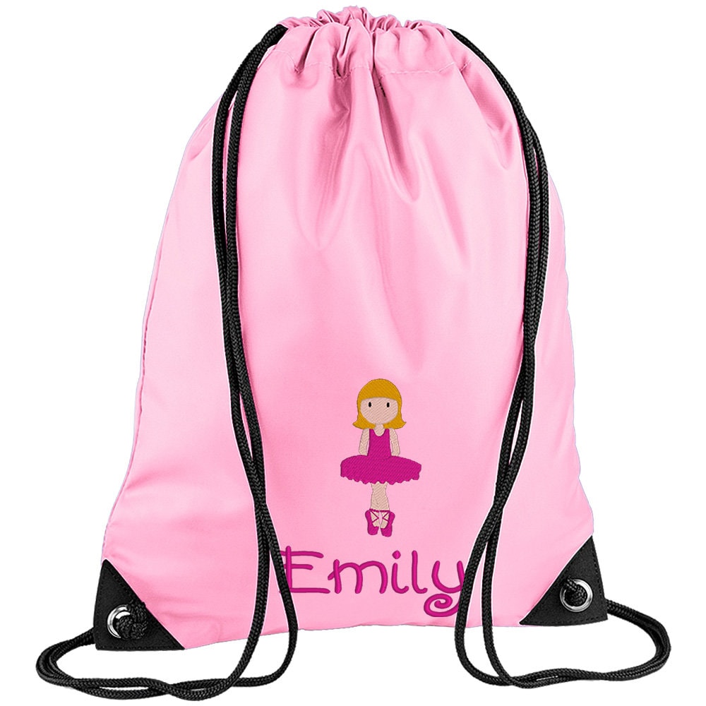 Embroidered Dancer Personalised PE Bag, Kit Bag Drawstring Bag