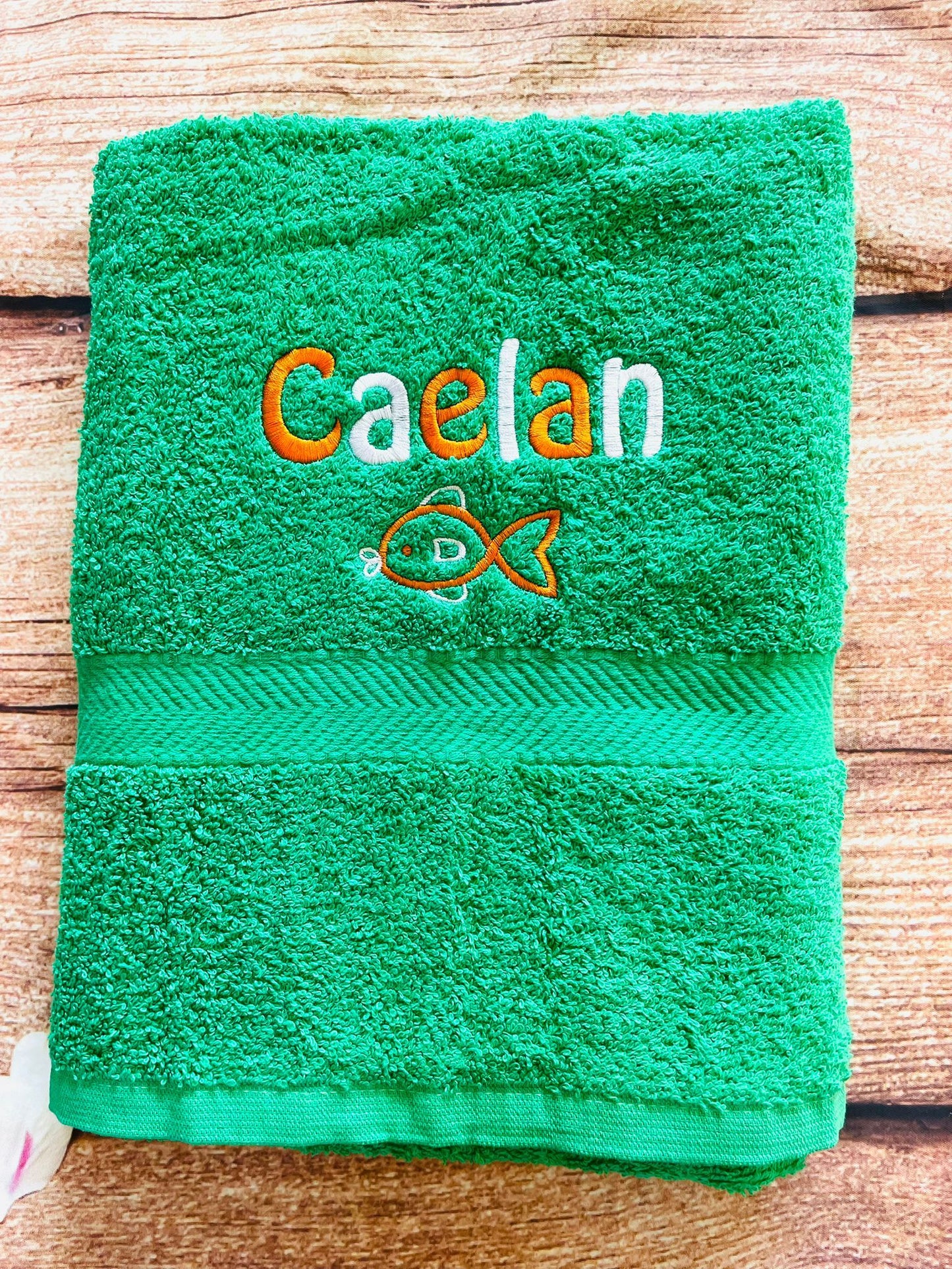 Embroidered Personalised Swimming or Sports Towel.  Ideal kids gift // Fish