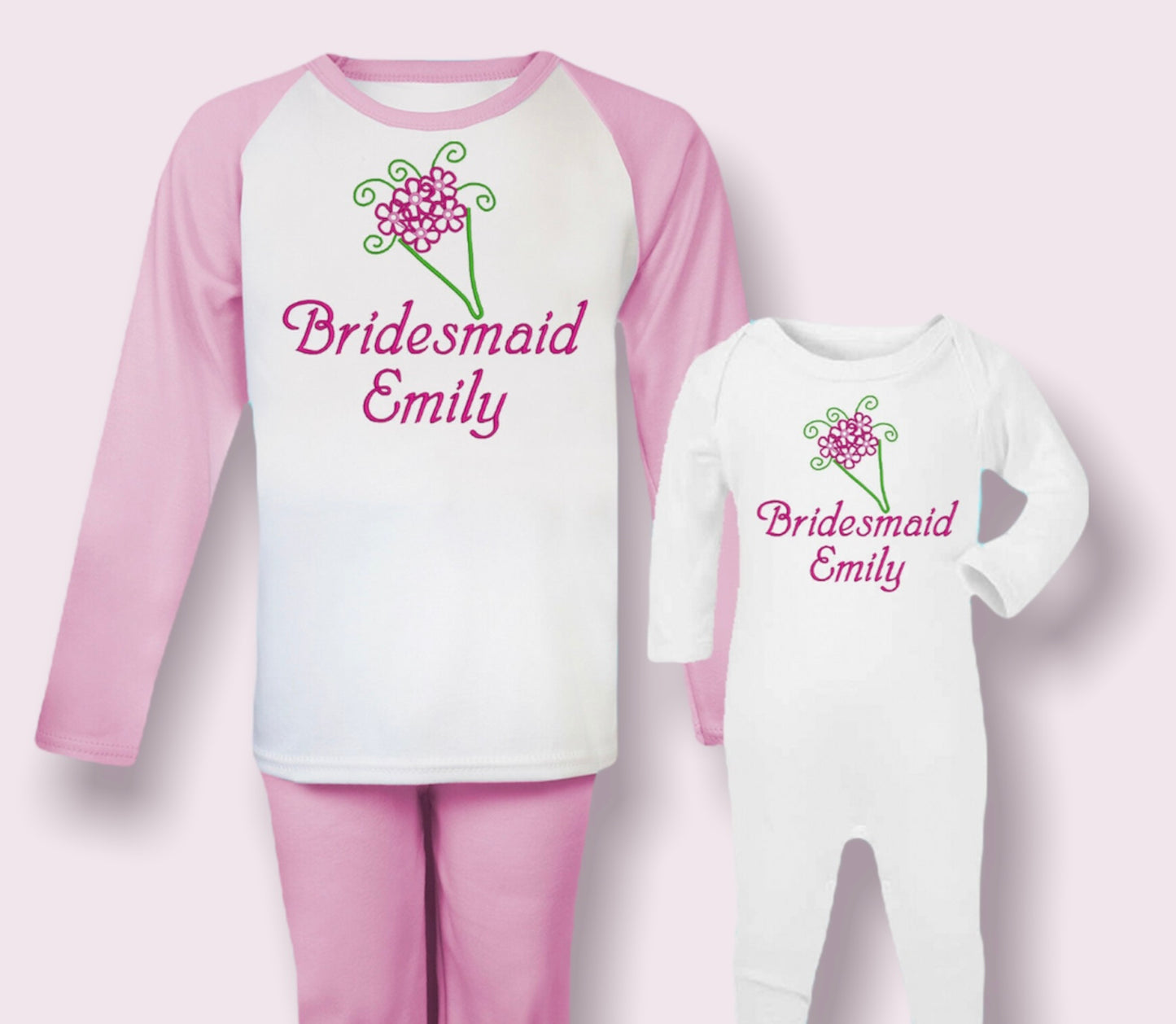 Personalised Bridesmaid Gift Embroidered 100% Cotton Pyjamas - Bridesmaid Gift
