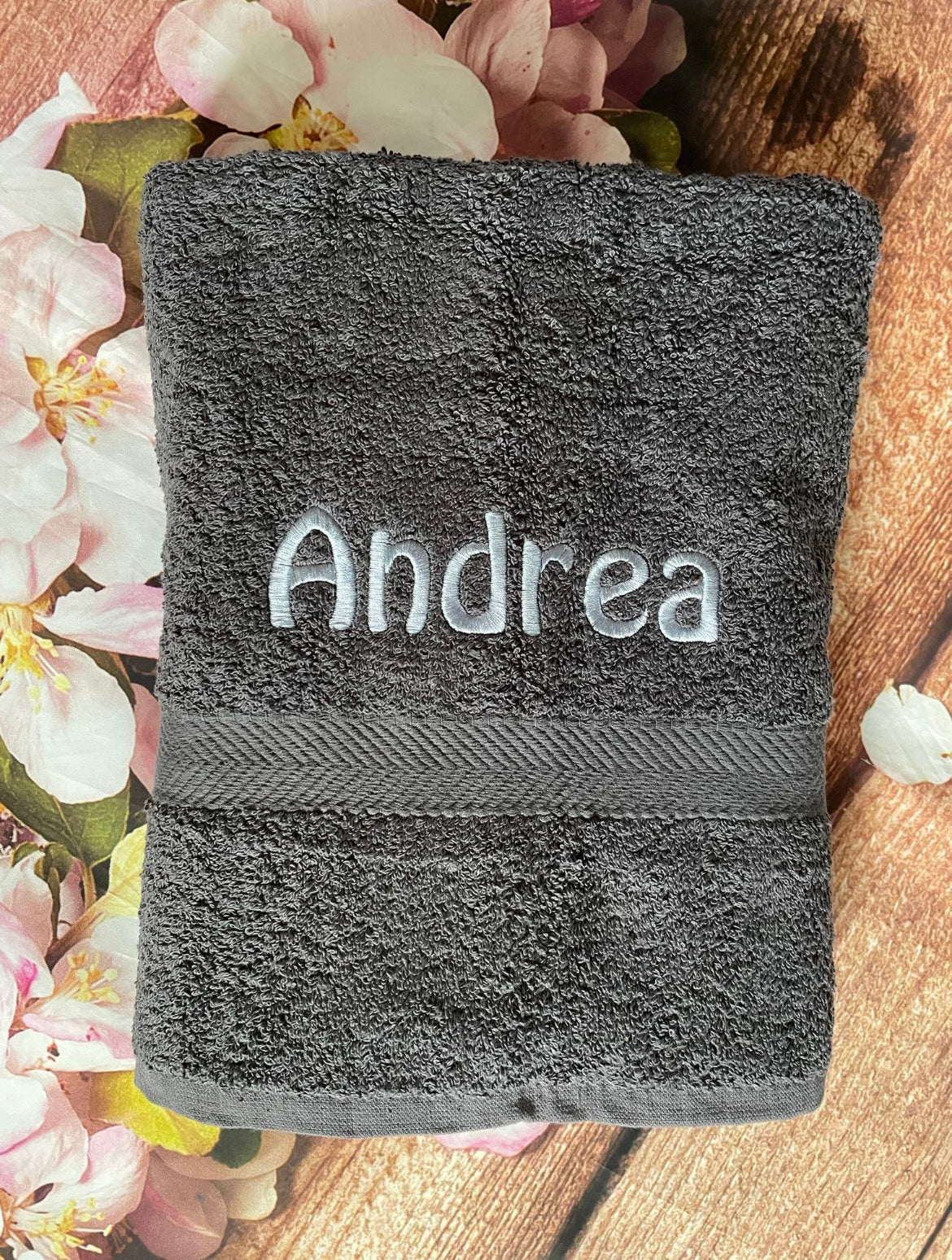 Embroidered personalised swimming or sports towel. Ideal gift // name only