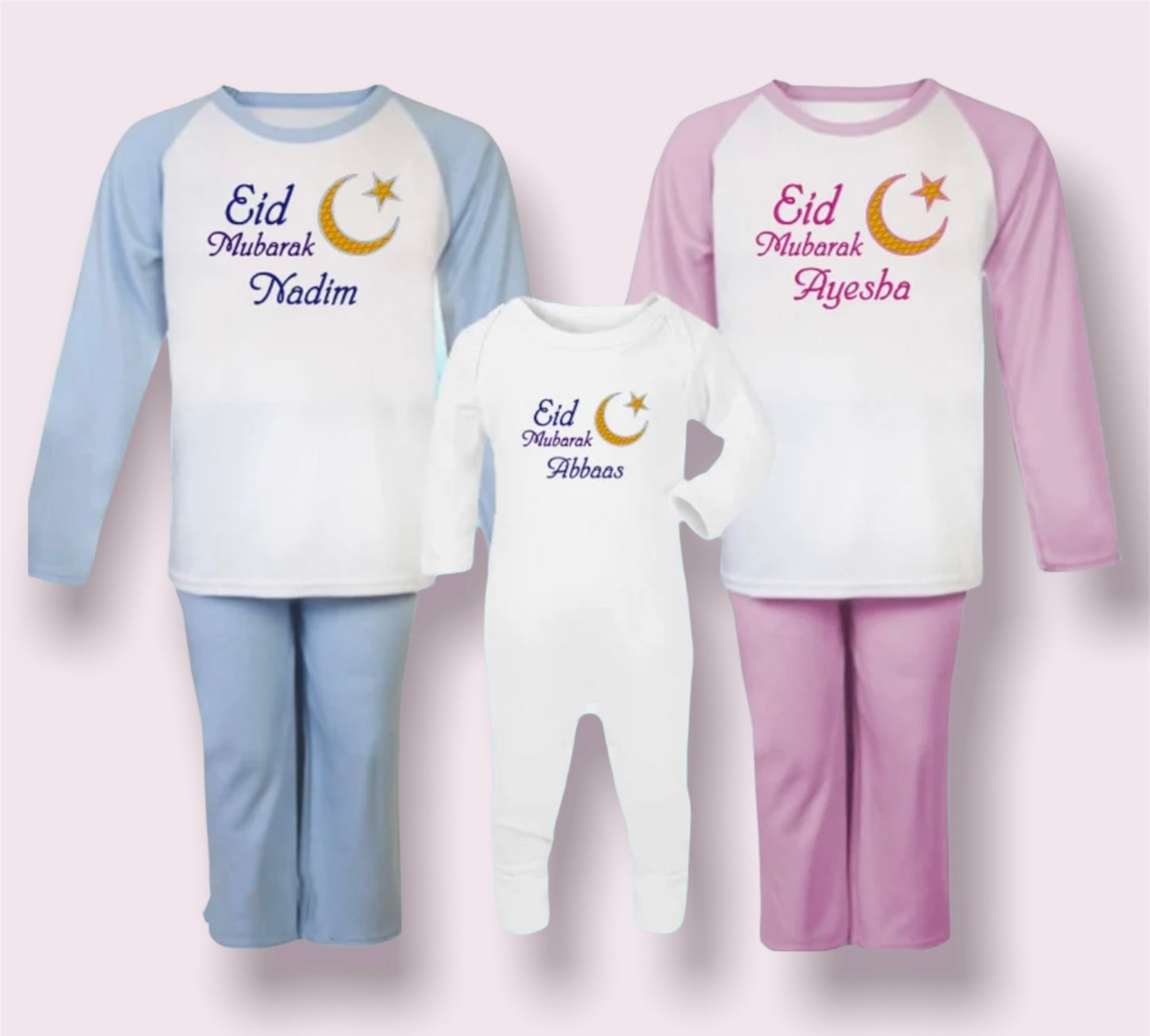 Personalised Embroidered 100% Cotton Pyjamas, Eid Mubarak , gift / keepsake