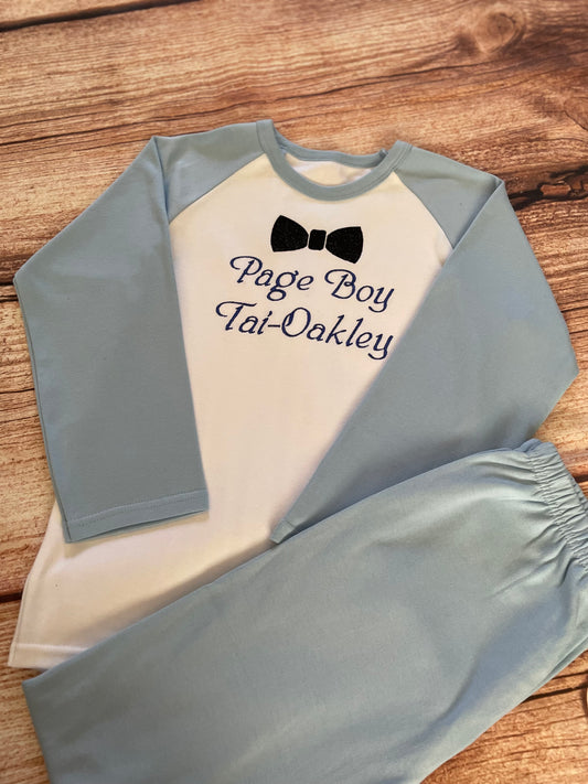 Personalised Page Boy Gift Embroidered 100% Cotton Pyjamas - Pageboy Gift