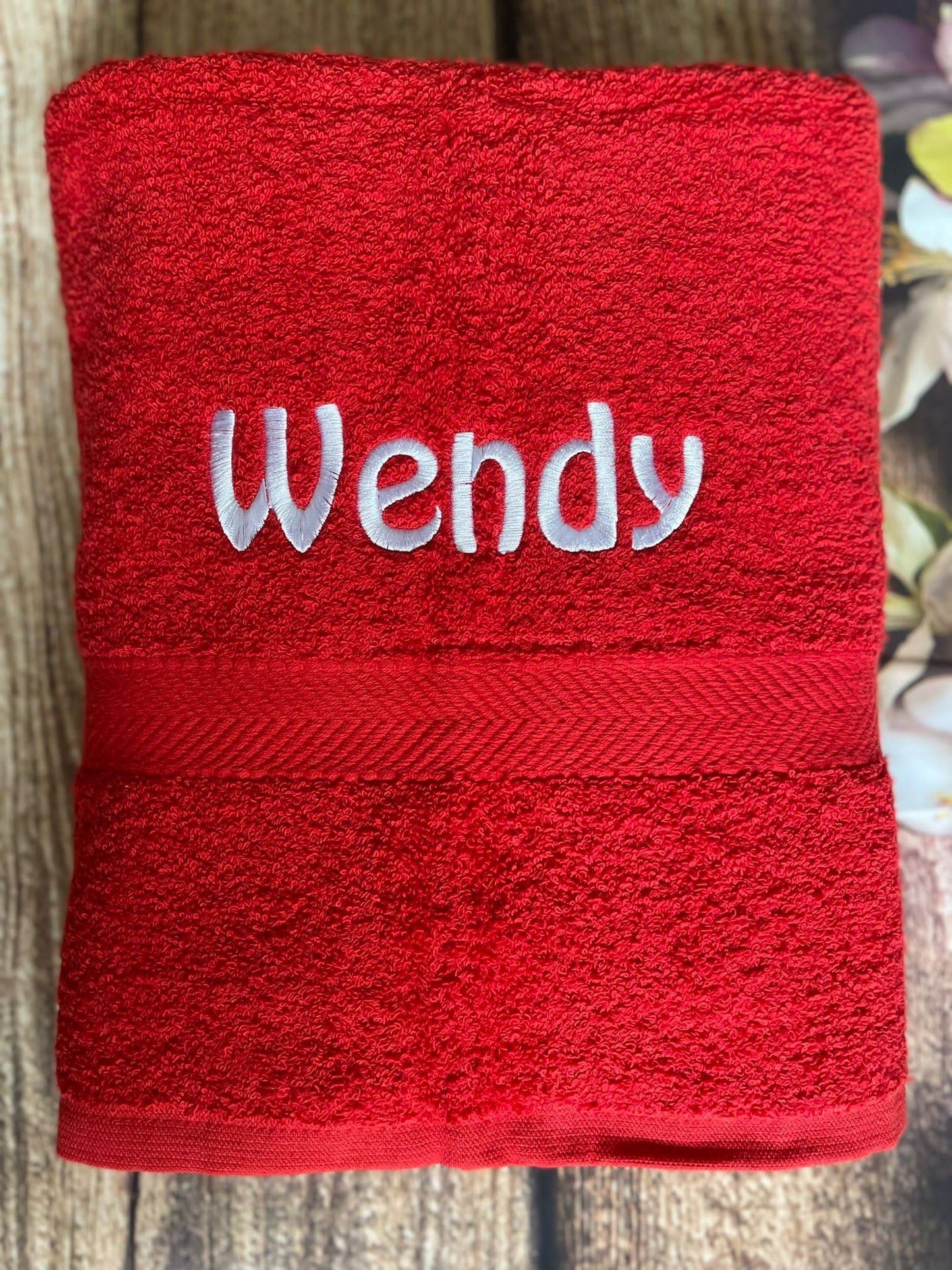 Embroidered personalised swimming or sports towel. Ideal gift // name only