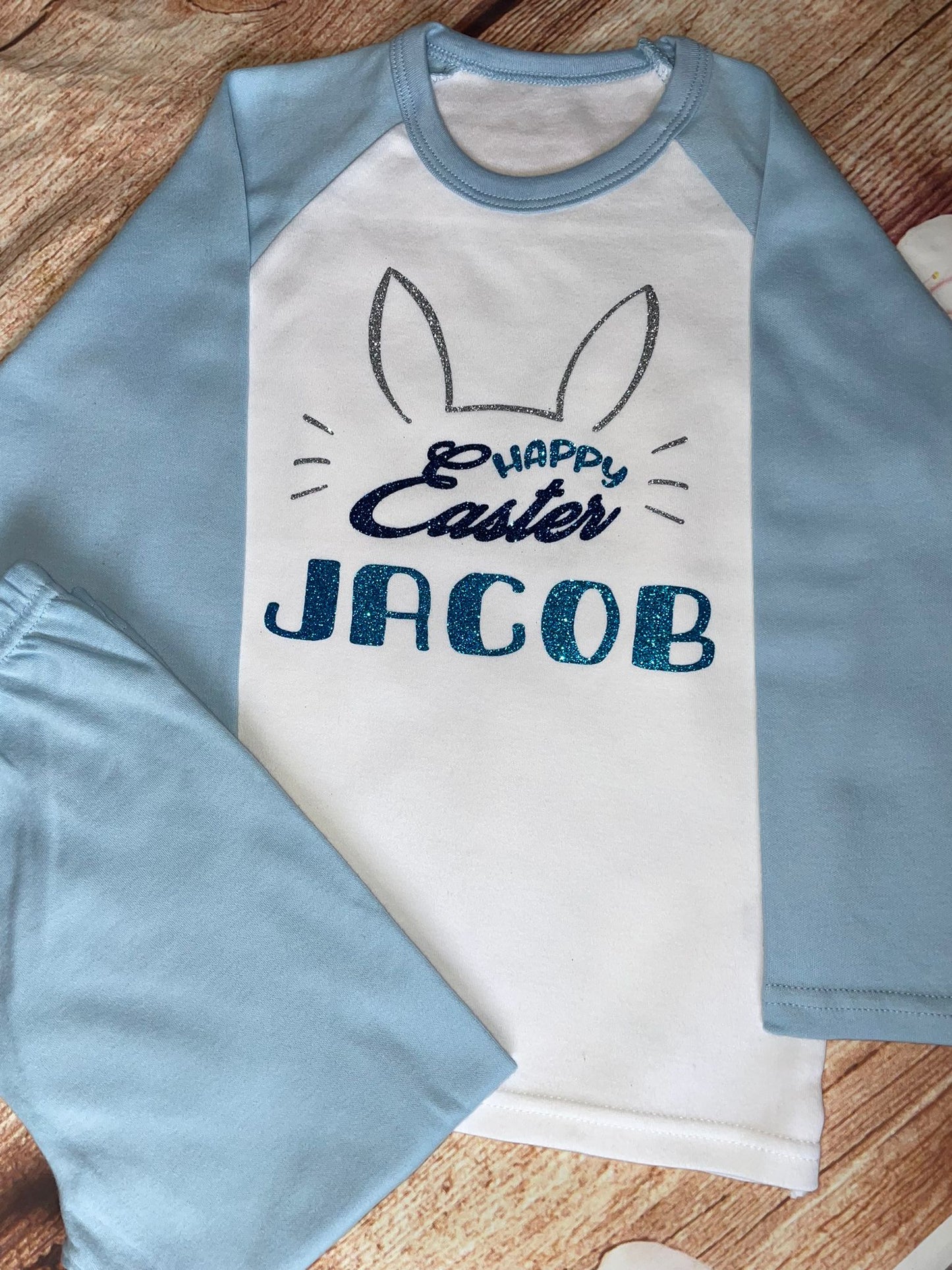 Personalised Easter Printed 100% Cotton Pyjamas,  keepsake PJ's | Bunny ears