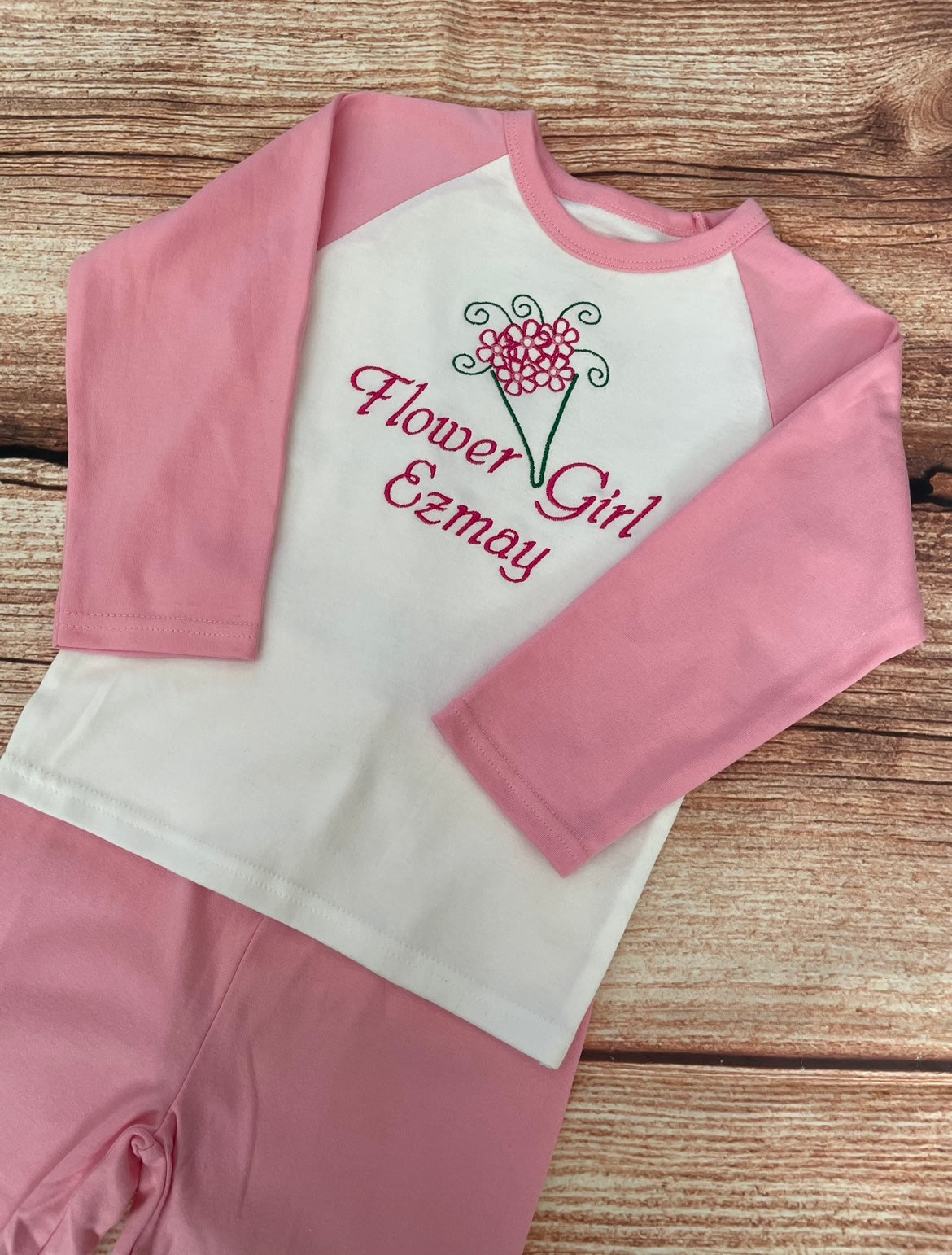 Personalised Flower Girl Gift Embroidered 100% Cotton Pyjamas - Flowergirl Gift